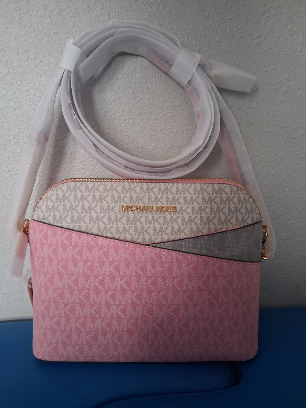 Michael Kors Pink and Silver Tote, Crossbody & Wallet Set